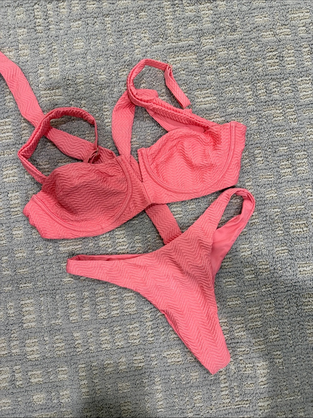 Monday Swimwear Coral Pink Textured Underwire Bikini